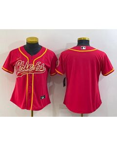Women's Kansas City Chiefs Blank Red With Patch Cool Base Stitched Baseball Jersey(Run Small)
