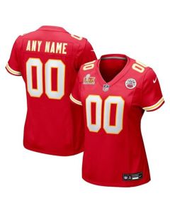 Women's Kansas City Chiefs Red Super Bowl LIX Custom Game Jersey (Red)