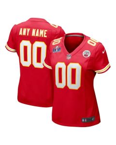 Women's Kansas City Chiefs Red Super Bowl LVIII Patch Custom Game Jersey