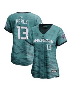 Women's Kansas City Royals #13 Salvador Perez Teal 2023 All-star Stitched Baseball Jersey(Run Small)