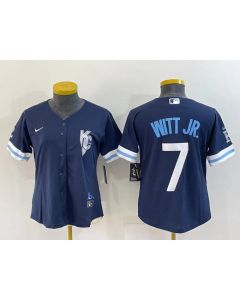 Women's Kansas City Royals #7 Bobby Witt Jr. 2022 Navy City Connect Cool Base Stitched Jersey(Run Small)
