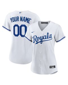 Women's Kansas City Royals White Replica Custom Jersey