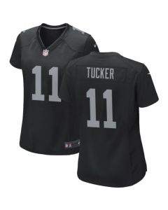 Women's Las Vegas Raiders #11 Tre Tucker Black Stitched Jersey(Run Small)