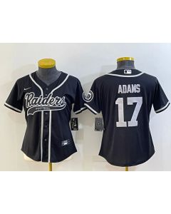 Women's Las Vegas Raiders #17 Davante Adams Black With Patch Cool Base Stitched Baseball Jersey(Run Small) (Black)