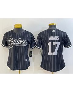 Women's Las Vegas Raiders #17 Davante Adams Black With Patch Cool Base Stitched Baseball Jersey(Run Small)