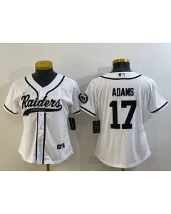 Women's Las Vegas Raiders #17 Davante Adams White With Patch Cool Base Stitched Baseball Jersey(Run Small)