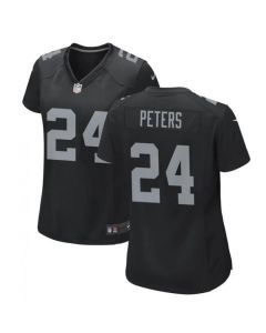 Women's Las Vegas Raiders #24 Marcus Peters Black Stitched Jersey(Run Small)
