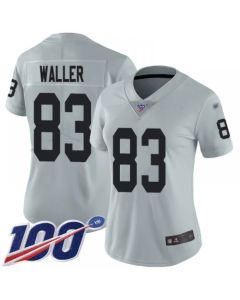 Women's Las Vegas Raiders #83 Darren Waller 100th Season Grey Vapor Untouchable Limited Stitched Jersey(Run Small)