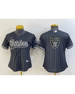 Women's Las Vegas Raiders Black Team Big Logo With Patch Cool Base Stitched Baseball Jersey(Run Small)