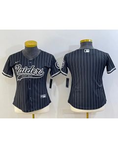 Women's Las Vegas Raiders Black With Patch Cool Base Stitched Baseball Jersey(Run Small)