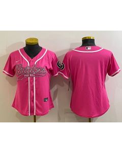 Women's Las Vegas Raiders Blank Pink With Patch Cool Base Stitched Baseball Jersey(Run Small)