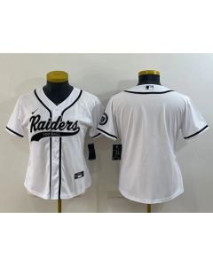 Women's Las Vegas Raiders Blank White With Patch Cool Base Stitched Baseball Jersey(Run Small)