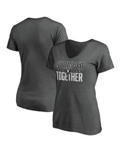 Women's Las Vegas Raiders Heather Stronger Together Space Dye V-Neck T-Shirt(Run Small)