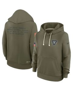 Women's Las Vegas Raiders Olive 2025 Salute to Service Sideline Standard Issue Dri-FIT Hoodie(Run Small)