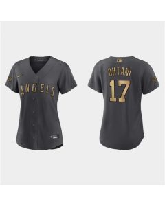 Women's Los Angeles Angels #17 Shohei Ohtani 2022 All-Star Charcoal Stitched Baseball Jersey(Run Small)