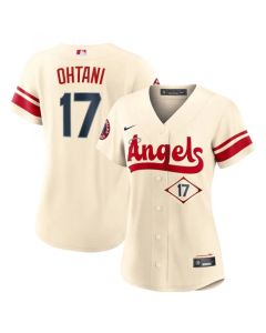 Women's Los Angeles Angels #17 Shohei Ohtani 2022 Cream City Connect Stitched Baseball Jersey(Run Small) (Cream)