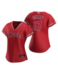 Women's Los Angeles Angels #17 Shohei Ohtani Red Stitched Baseball Jersey(Run Small)