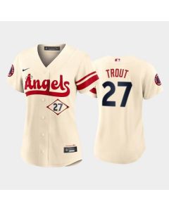 Women's Los Angeles Angels #27 Mike Trout 2022 Cream City Connect Stitched Baseball Jersey(Run Small) (Cream)
