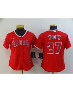 Women's Los Angeles Angels #27 Mike Trout Red Cool Base Stitched MLB Jersey