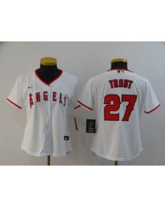 Women's Los Angeles Angels #27 Mike Trout White Cool Base Stitched MLB Jersey