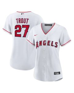 Women's Los Angeles Angels #27 Mike Trout White Home Replica Player Jersey (White)