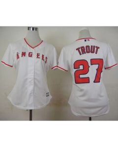 Women's Los Angeles Angels #27 Mike Trout White Home Stitched MLB Jersey