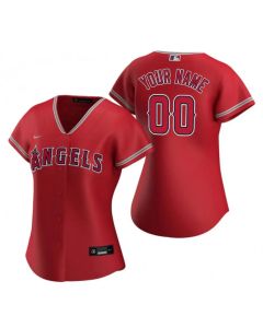 Women's Los Angeles Angels Red Stitched Baseball Custom Jersey