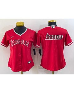 Women's Los Angeles Angels Red Team Big Logo Stitched Baseball Jersey(Run Small)