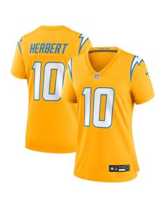 Women's Los Angeles Chargers #10 Justin Herbert Gold Alternate Charger Power Game Jersey