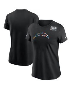 Women's Los Angeles Chargers 2020 Black Sideline Crucial Catch Performance T-Shirt(Run Small)