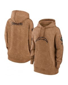 Women's Los Angeles Chargers 2023 Brown Salute to Service Pullover Hoodie(Run Small)