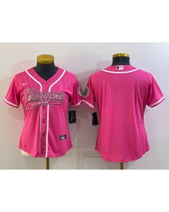 Women's Los Angeles Chargers Blank Pink With Patch Cool Base Stitched Baseball Jersey(Run Small)