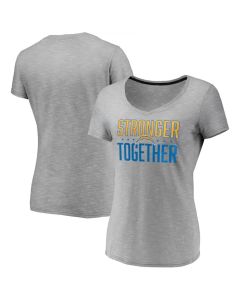 Women's Los Angeles Chargers Gray Stronger Together Space Dye V-Neck T-Shirt(Run Small)