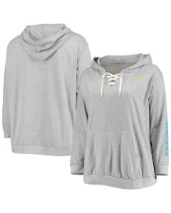 Women's Los Angeles Chargers Heathered Gray Lace-Up Pullover Hoodie