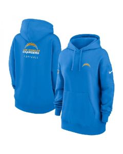 Women's Los Angeles Chargers Light Blue Sideline Club Fleece Pullover Hoodie(Run Small)