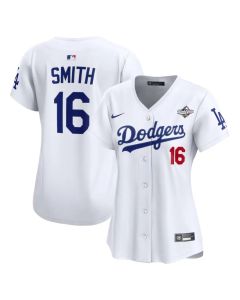 Women's Los Angeles Dodgers #16 Will Smith White 2025 World Series Home Limited Jersey (White)