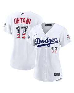 Women's Los Angeles Dodgers #17 Shohei Ohtani White 2026 All-Star Edition Stars & Stripes Stadium Jersey (White)