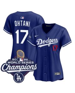 Women's Los Angeles Dodgers #17 Shohei Ohtani Royal 2025 World Series Champions Home Limited Jersey (Royal)