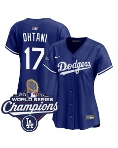 Women's Los Angeles Dodgers #17 Shohei Ohtani Royal 2025 World Series Champions Home Replica Jersey (Royal)