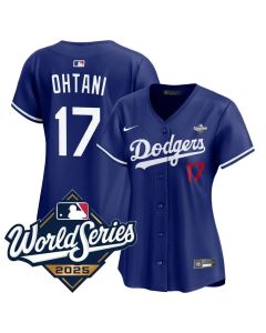 Women's Los Angeles Dodgers #17 Shohei Ohtani Royal 2025 World Series Home Limited Jersey (Royal)