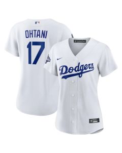Women's Los Angeles Dodgers #17 Shohei Ohtani White 2025 World Series Champions Home Replica Player Jersey (White)