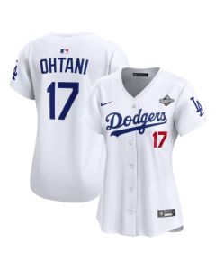 Women's Los Angeles Dodgers #17 Shohei Ohtani White 2025 World Series Home Limited Jersey (White)