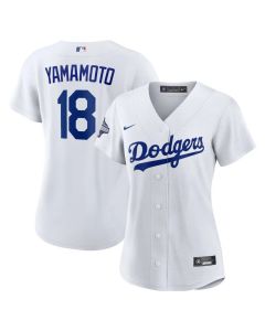 Women's Los Angeles Dodgers #18 Yoshinobu Yamamoto White 2025 World Series Champions Home Replica Jersey (White)