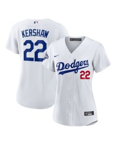 Women's Los Angeles Dodgers #22 Clayton Kershaw White Home 2025 World Series Champions Limited Jersey (White)