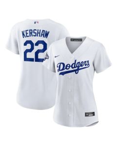 Women's Los Angeles Dodgers #22 Clayton Kershaw White Home 2025 World Series Champions Replica Jersey (White)