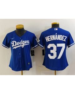 Women's Los Angeles Dodgers #37 Teoscar Hernandez Blue Stitched Jersey (Blue)