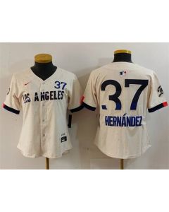 Women's Los Angeles Dodgers #37 Teoscar Hernandez Cream 2024 City Connect Limited Stitched Jersey (Cream)