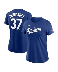 Women's Los Angeles Dodgers #37 Teoscar Hernandez Royal 2025 World Series Champions Name & Number T-Shirt (Royal)