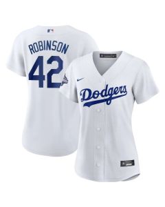 Women's Los Angeles Dodgers #42 Jackie Robinson White 2025 World Series Champions Home Replica Jersey (White)