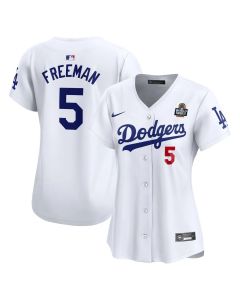 Women's Los Angeles Dodgers #5 Freddie Freeman White 2024 World Series Limited Player Jersey (White)